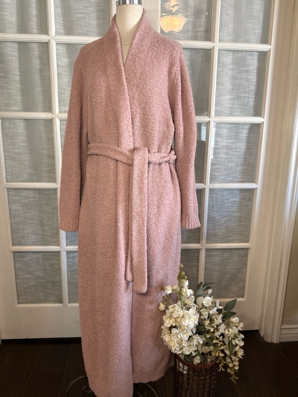 UGG Plush Shawl-Collar Long Robe in Dusty Rose